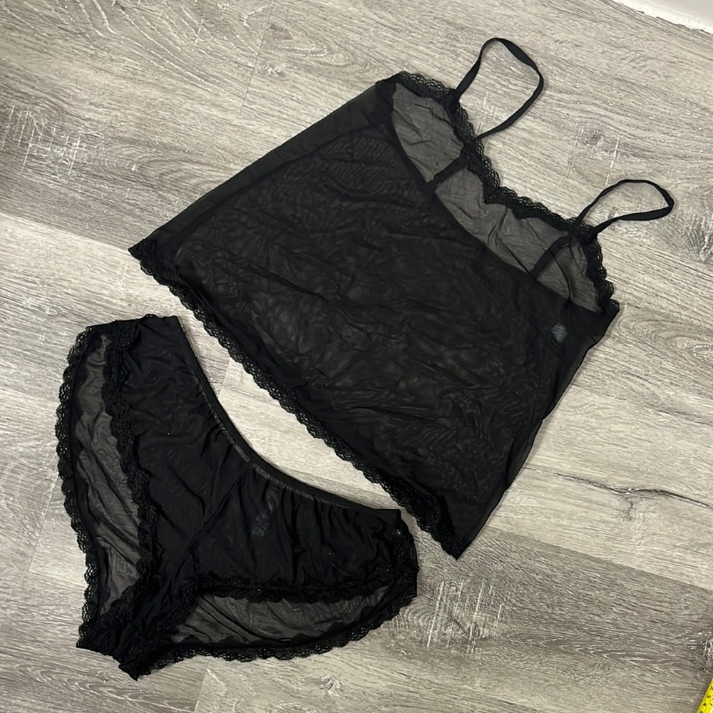 Black Sheer Smart & Sexy pj 2-piece lingerie short tank sleep set